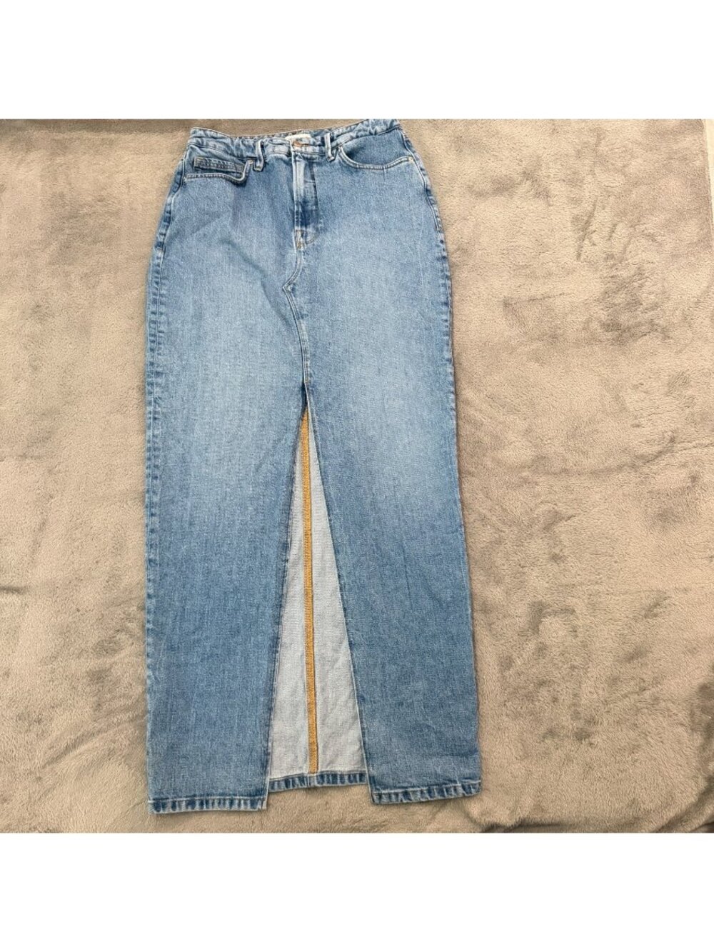 Good American Denim Jean Maxi Skirt Womens 30 10 Front Slit Long